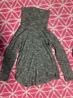 Black Tie Womens Gray Marled Cowl Neck Long Sleeve Thermal Knit Pullover Top S